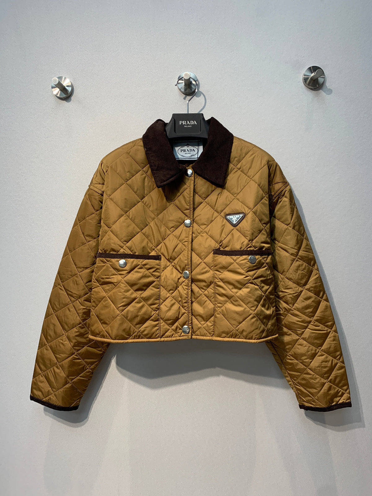 Prada 26s Blouson Cropped Jacket Sughero Brown Re-Nylon 445169