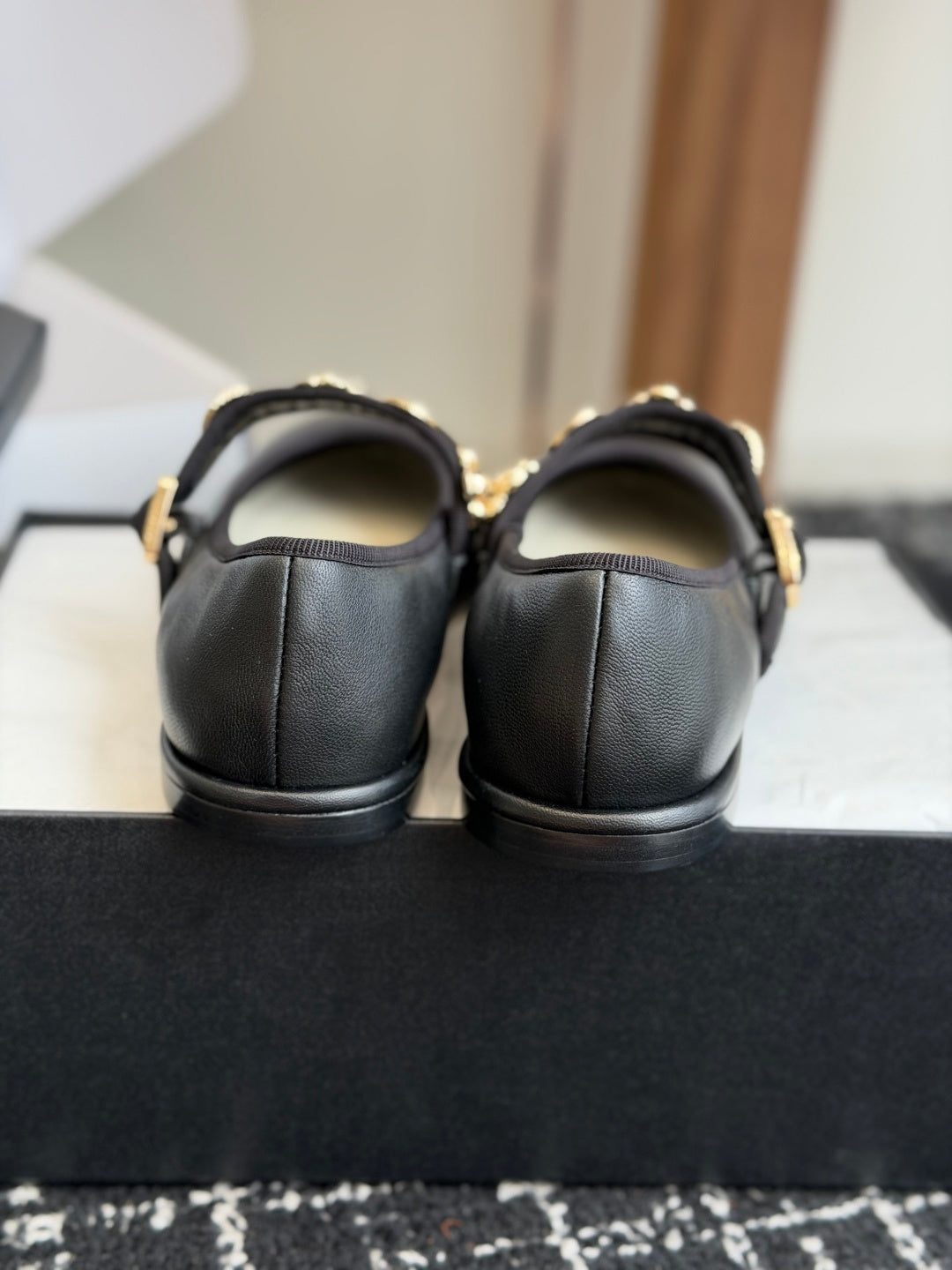 CC 26s Mary Jane Shoes Charm Strap Black Cowhide 965116