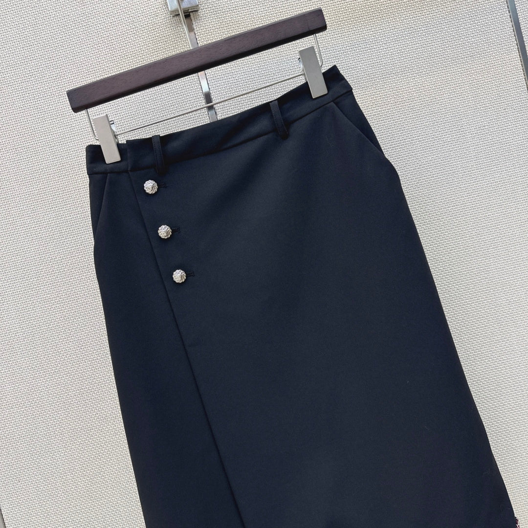 CC 26s Midi Skirt Black Wool Cotton Polyester 409107
