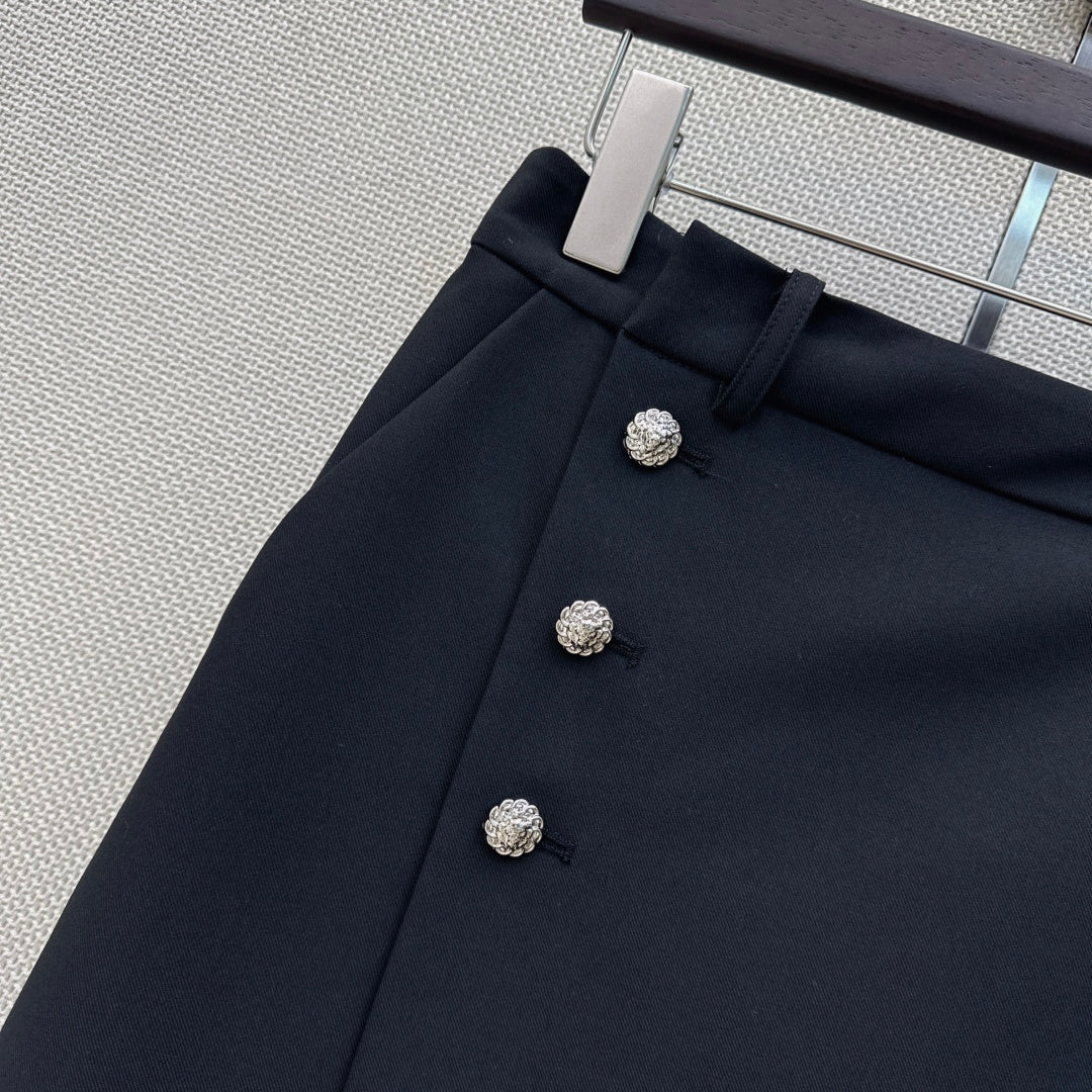 CC 26s Midi Skirt Black Wool Cotton Polyester 409107