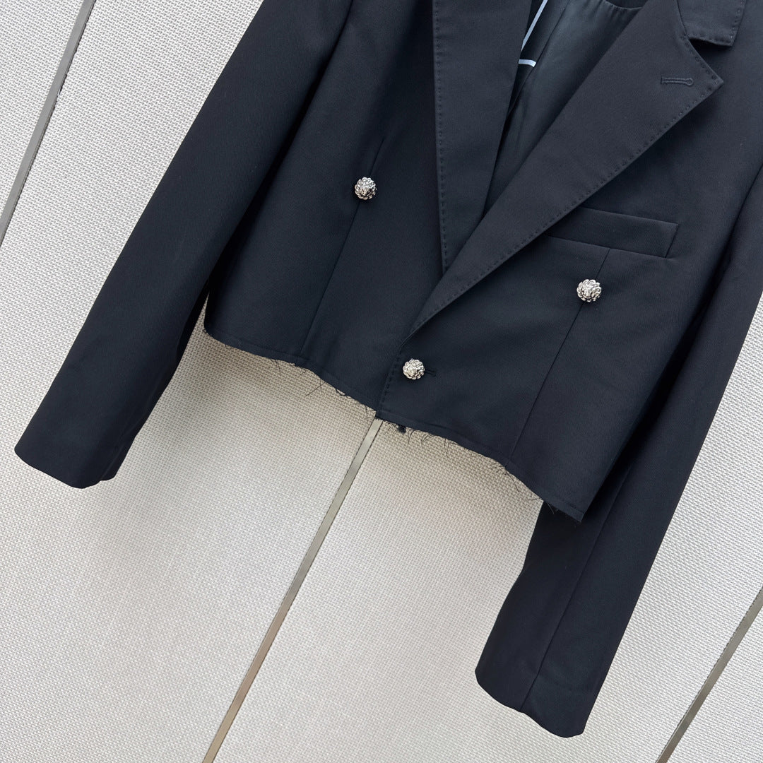CC 26s Jacket Gabardine Black Wool Cotton Polyester 409110