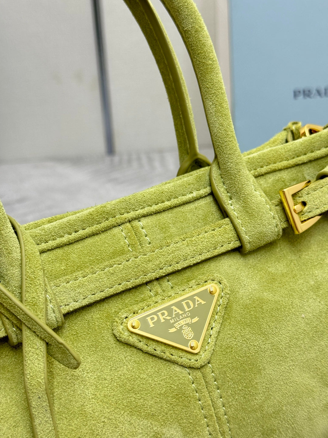 Pra Bonnie Bag 24cm Green Suede Leather 293818