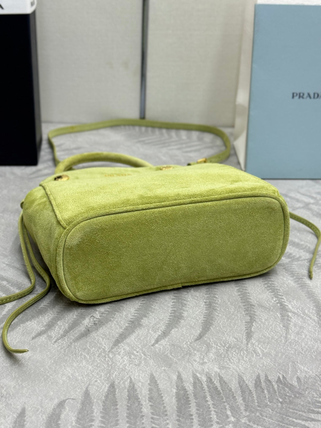 Prada 26s Mini Carry Green Suede 144428