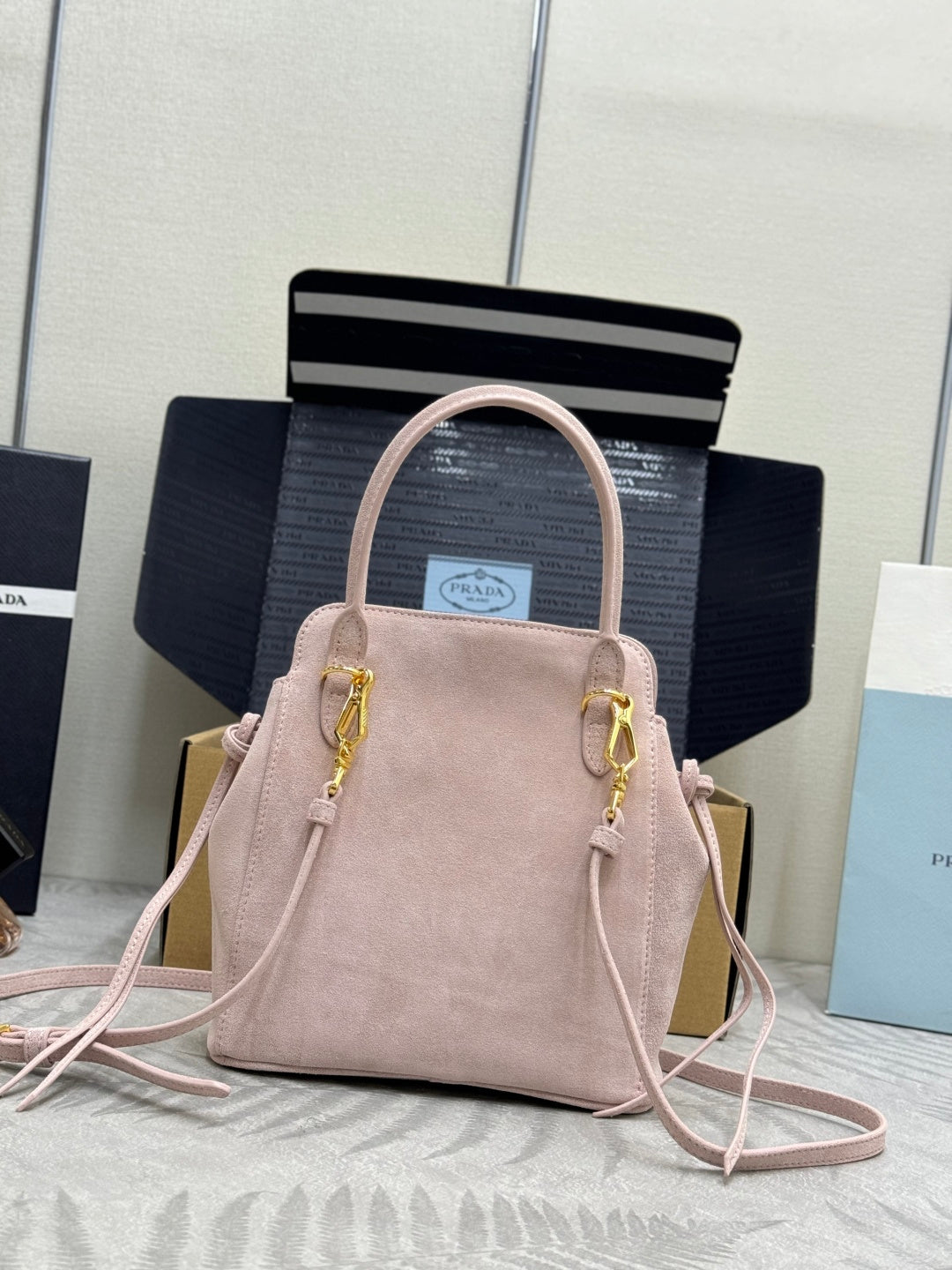 Prada 26s Mini Carry Pink Suede 144430