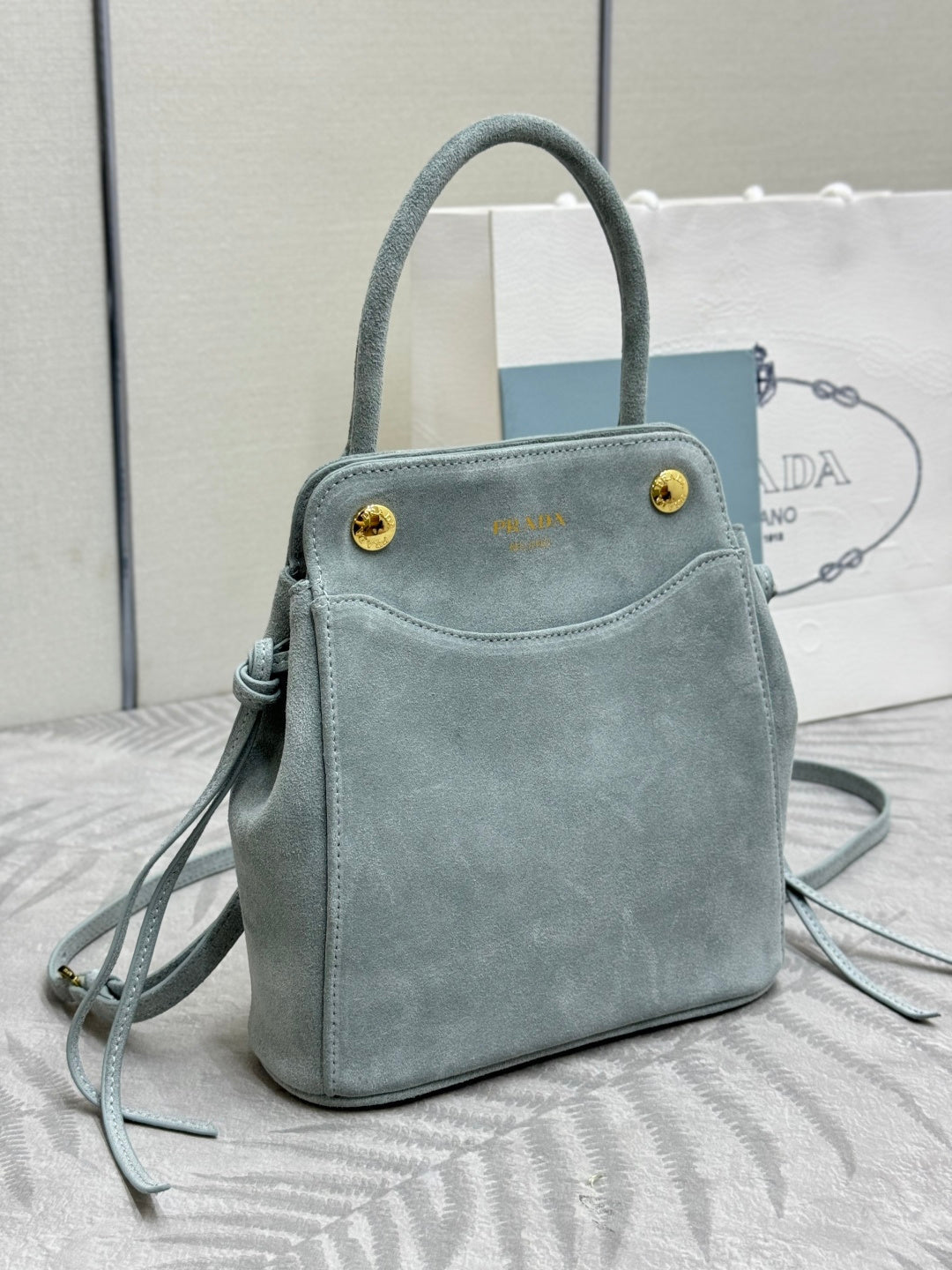 Prada 26s Mini Carry Grey Suede 144426
