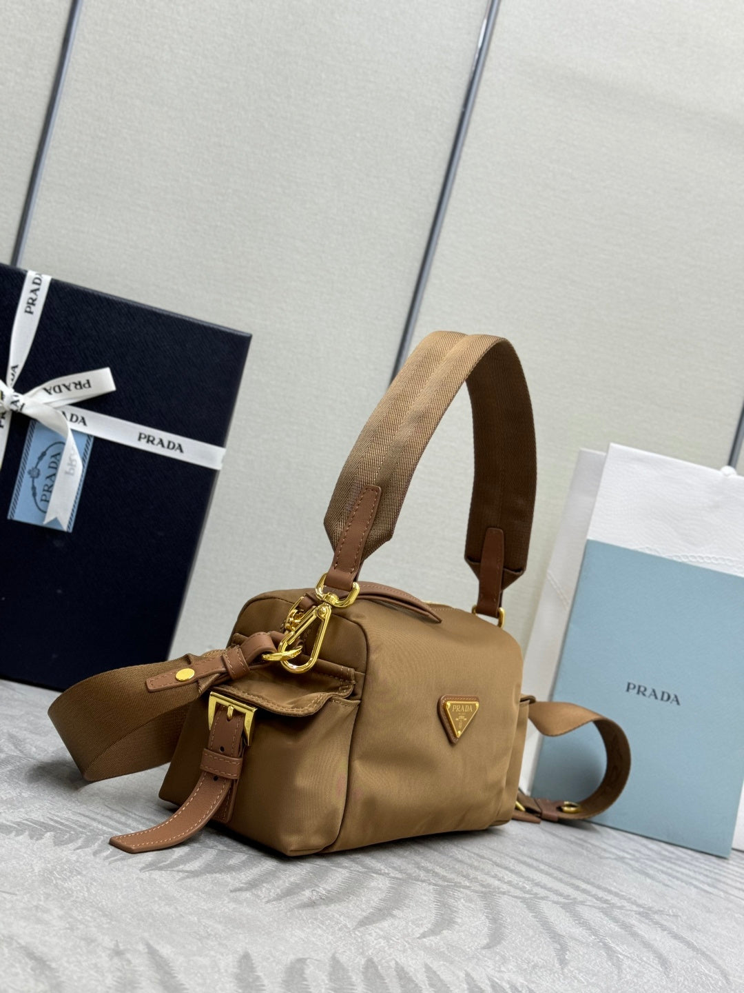 Prada 26s Small Explore Beige Re-Nylon 144439