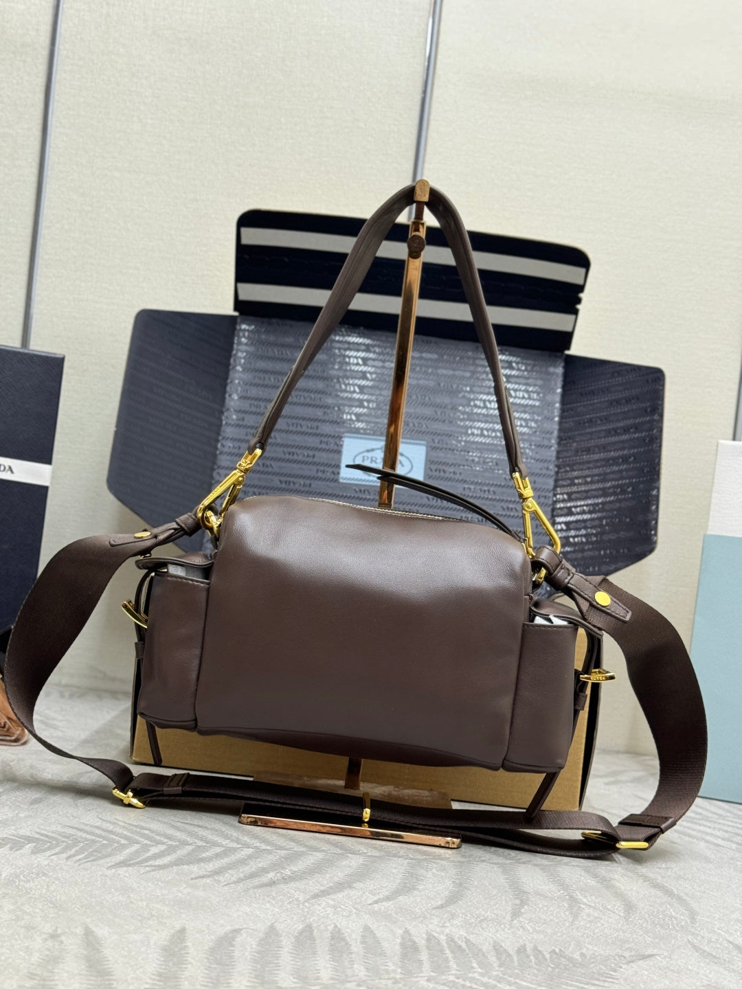 Prada 26s Small Explore Brown Leather 144436