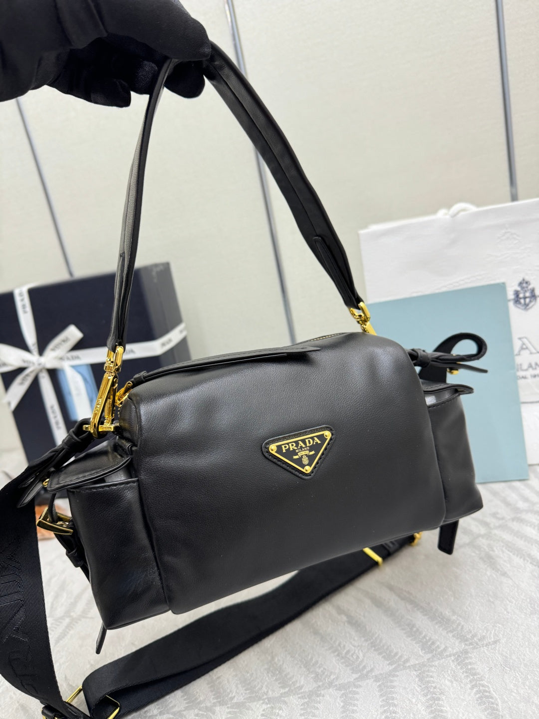 Prada 26s Small Explore Black Leather 144438