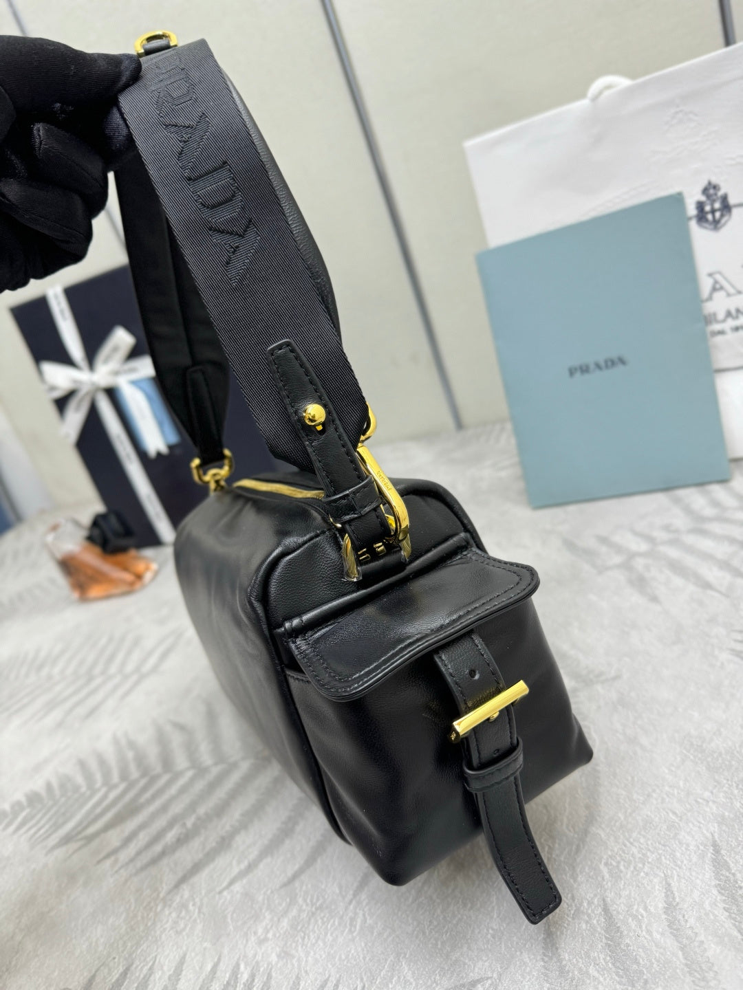 Prada 26s Small Explore Black Leather 144438