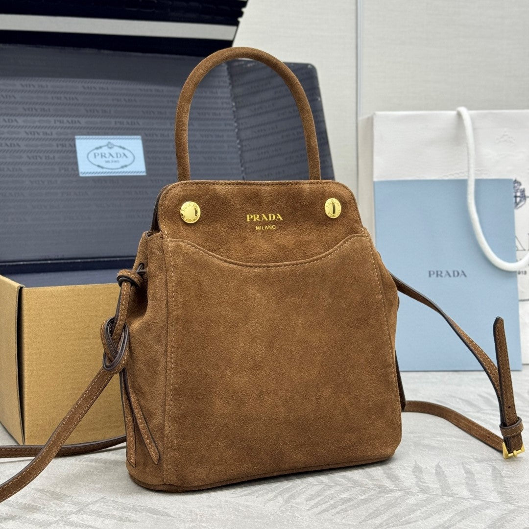 Prada 26s Mini Carry Brown Suede 144433