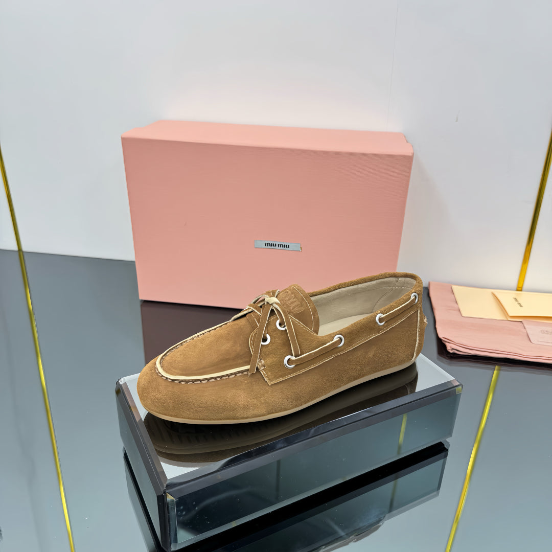 Faded Unlined Brown Suede Loafers