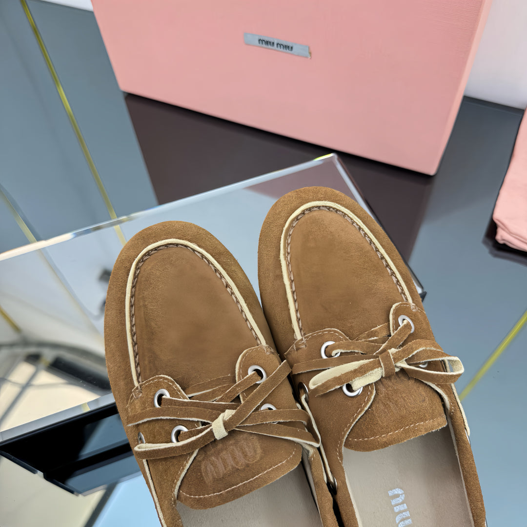 Faded Unlined Brown Suede Loafers