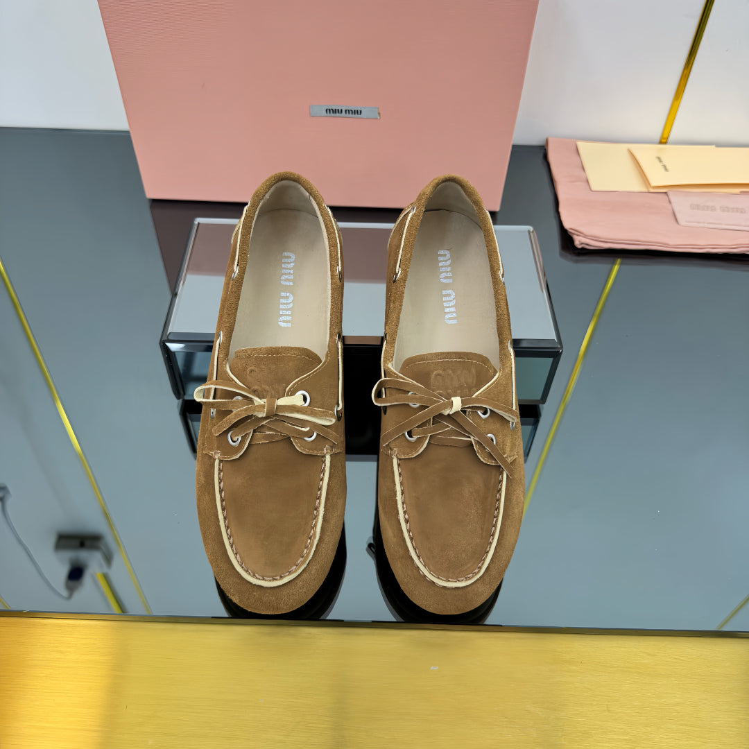 Faded Unlined Brown Suede Loafers