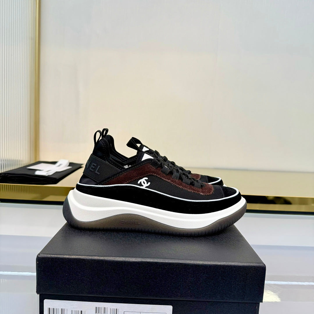 CC 26s Casual Sneakers Black Brown Suede Mesh 928045