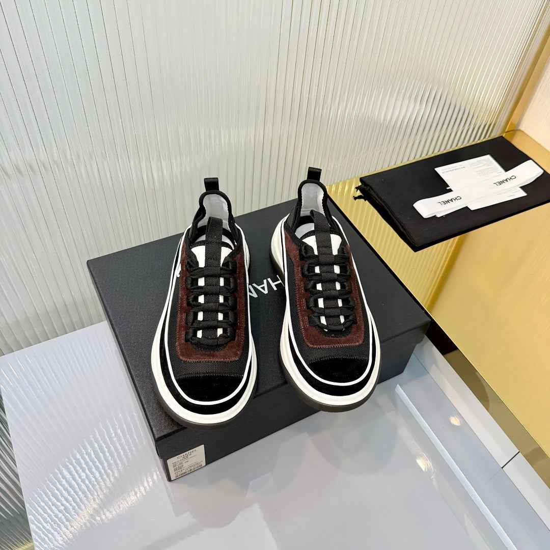CC 26s Casual Sneakers Black Brown Suede Mesh 928045