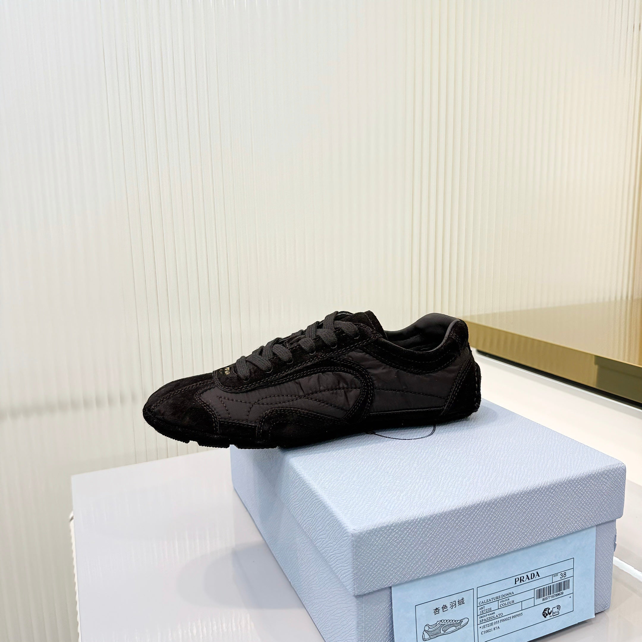 Prada Montecarlo Sneakers Black Re Nylon Suede 715029