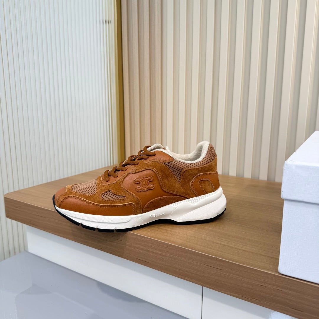 Celine 26s Runner Sneaker Brown Mesh Suede 987345