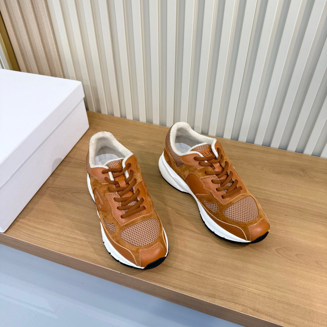 Celine 26s Runner Sneaker Brown Mesh Suede 987345