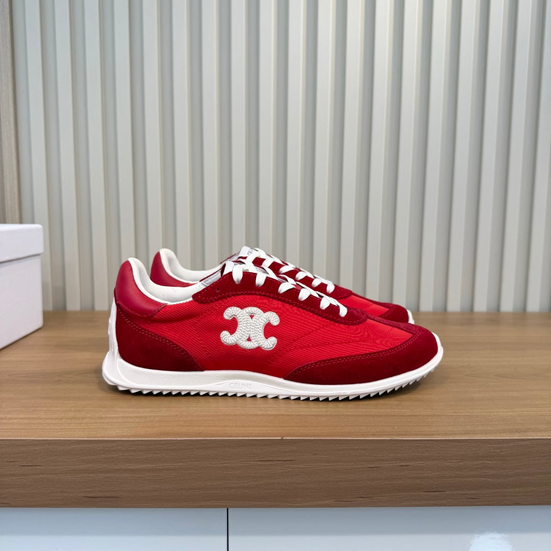 Celine 26s Racer Sneakers Red Fabric Suede 987340