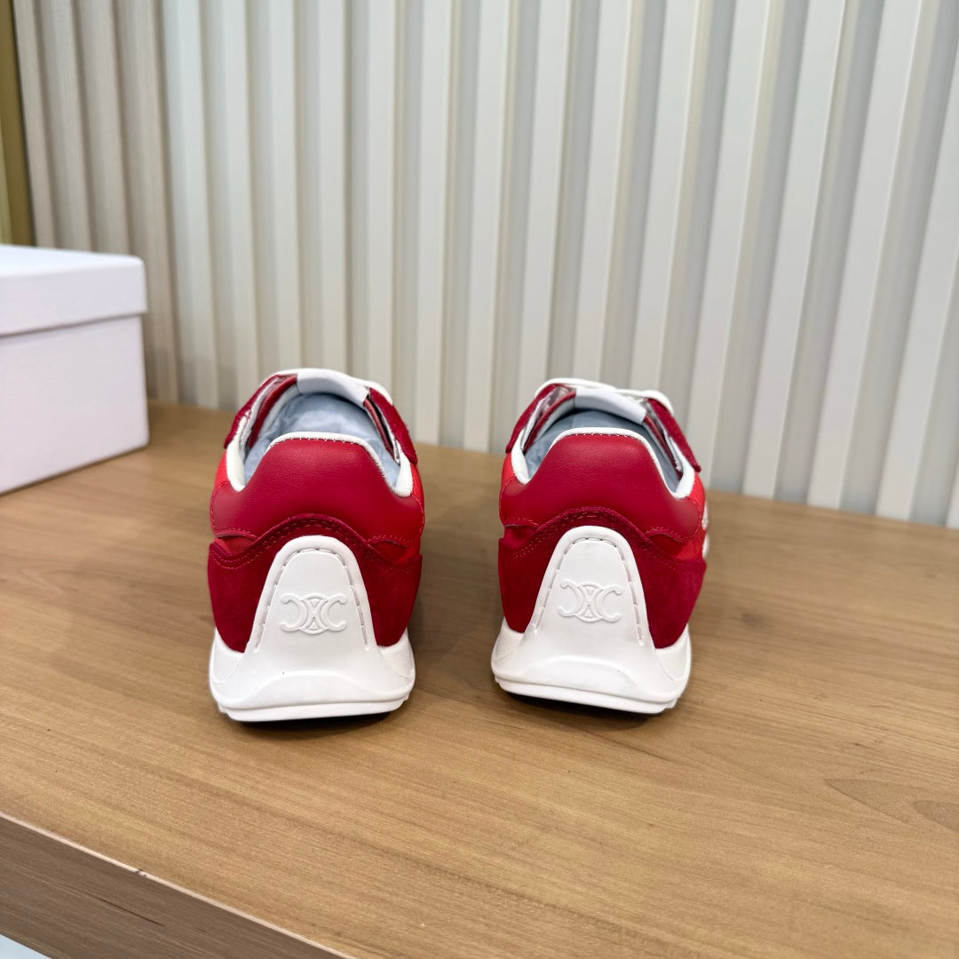 Celine 26s Racer Sneakers Red Fabric Suede 987340