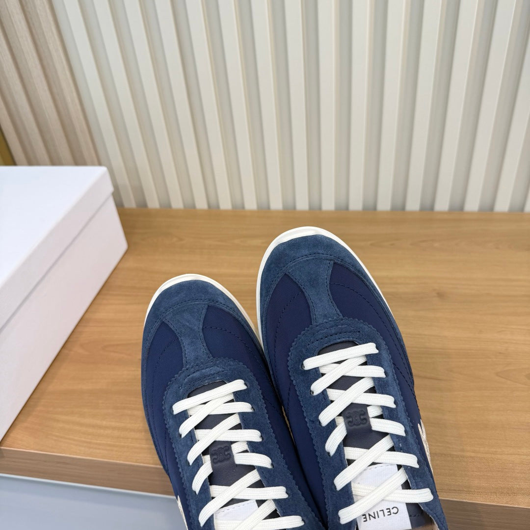Celine 26s Runner Sneaker Dark Blue Mesh Suede 987341