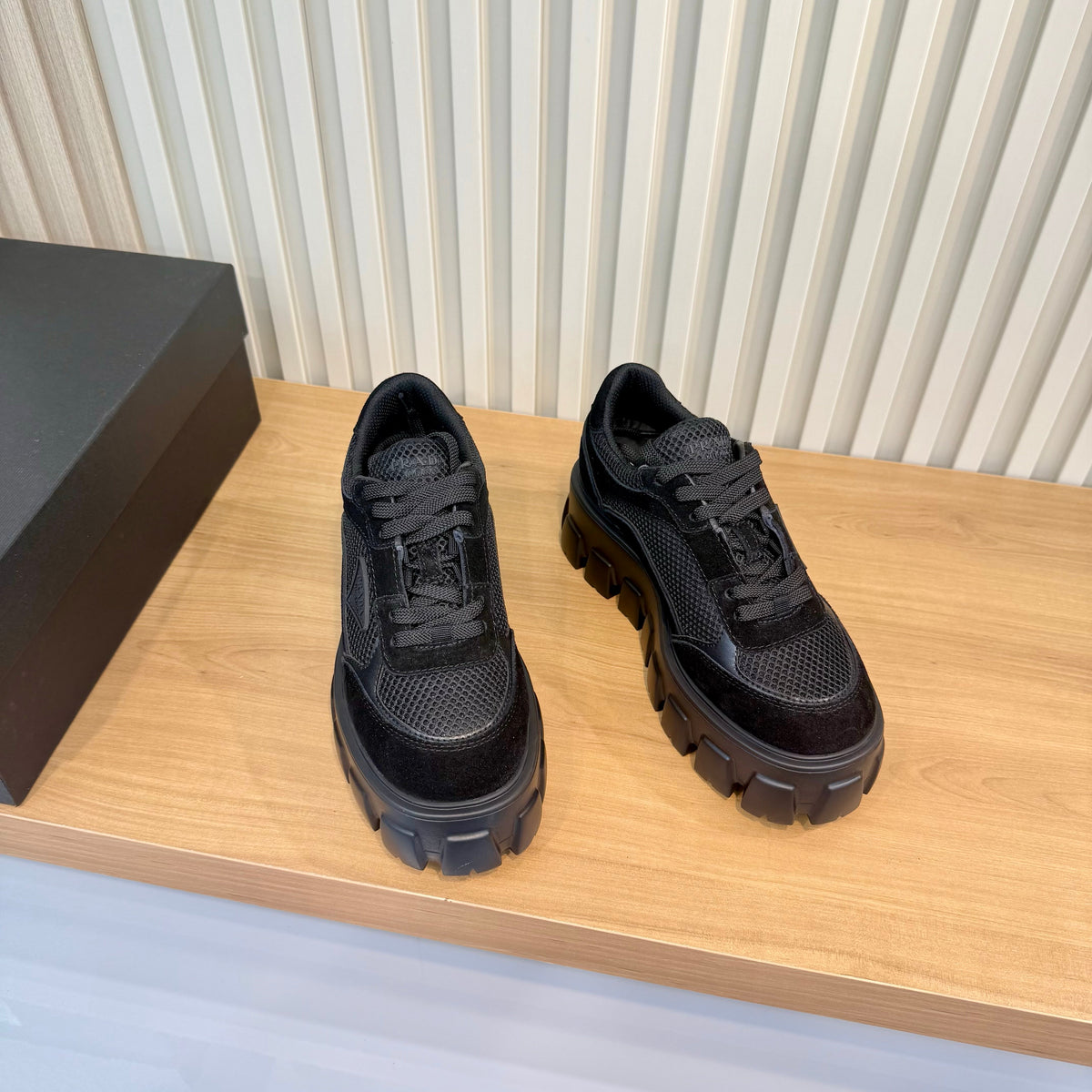 Prada 26s Sneakers Black Mesh Suede 140575