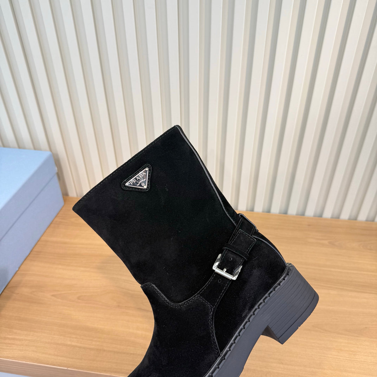 Prada 26s Mid-Calf Boots Black Suede 140454