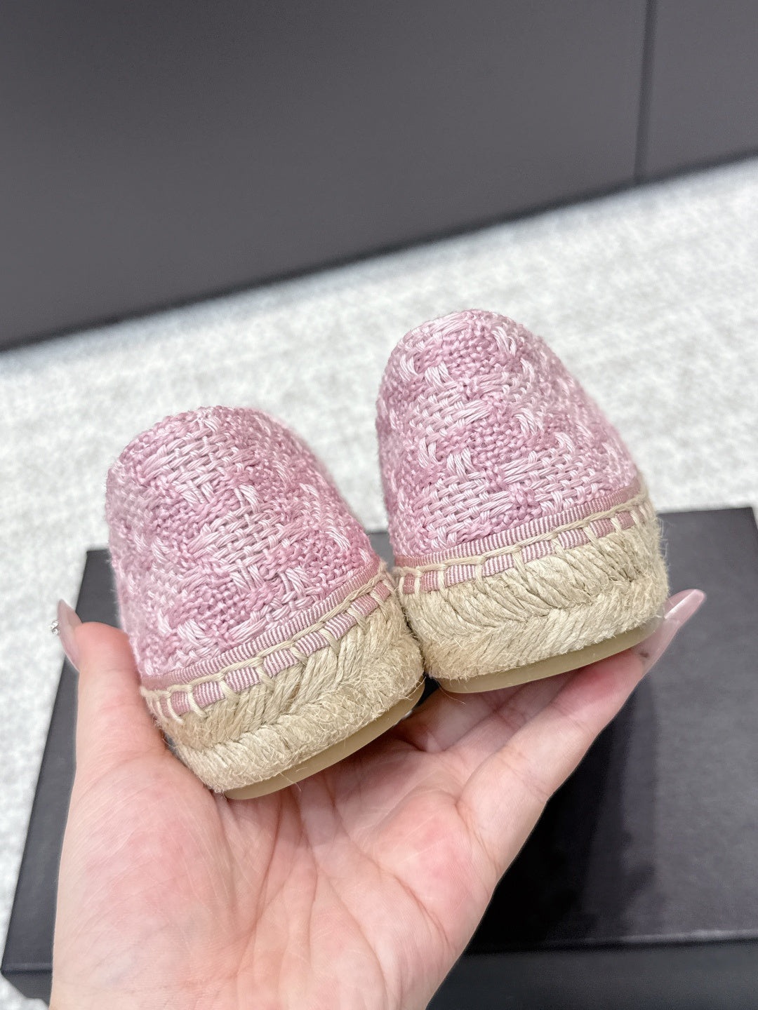CC Espadrilles Black Pink Tweed Patent Leather 653917