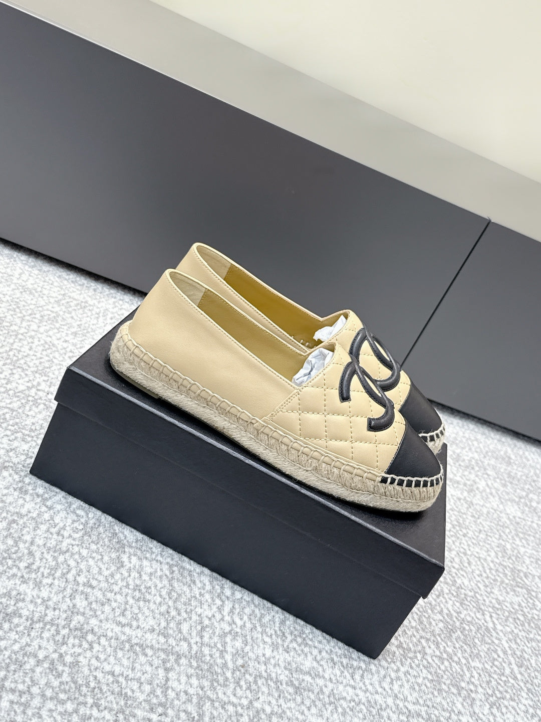 CC Espadrilles Black Beige Caflskin 653925