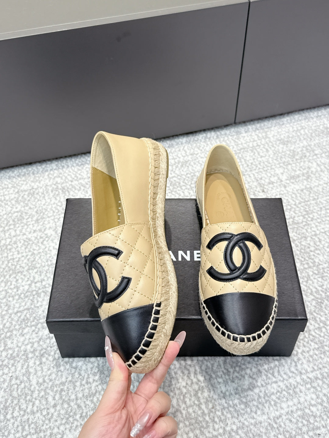 CC Espadrilles Black Beige Caflskin 653925