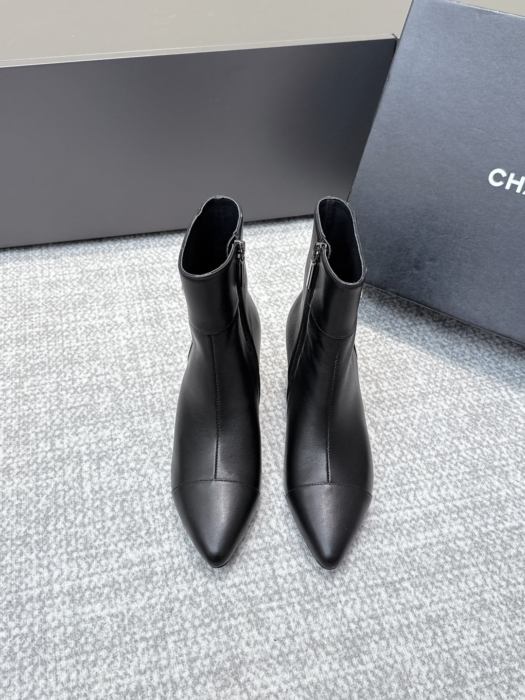 CC 2025s Lion Pointed Toe Ankle Boots 50mm Black Sheepskin 461623