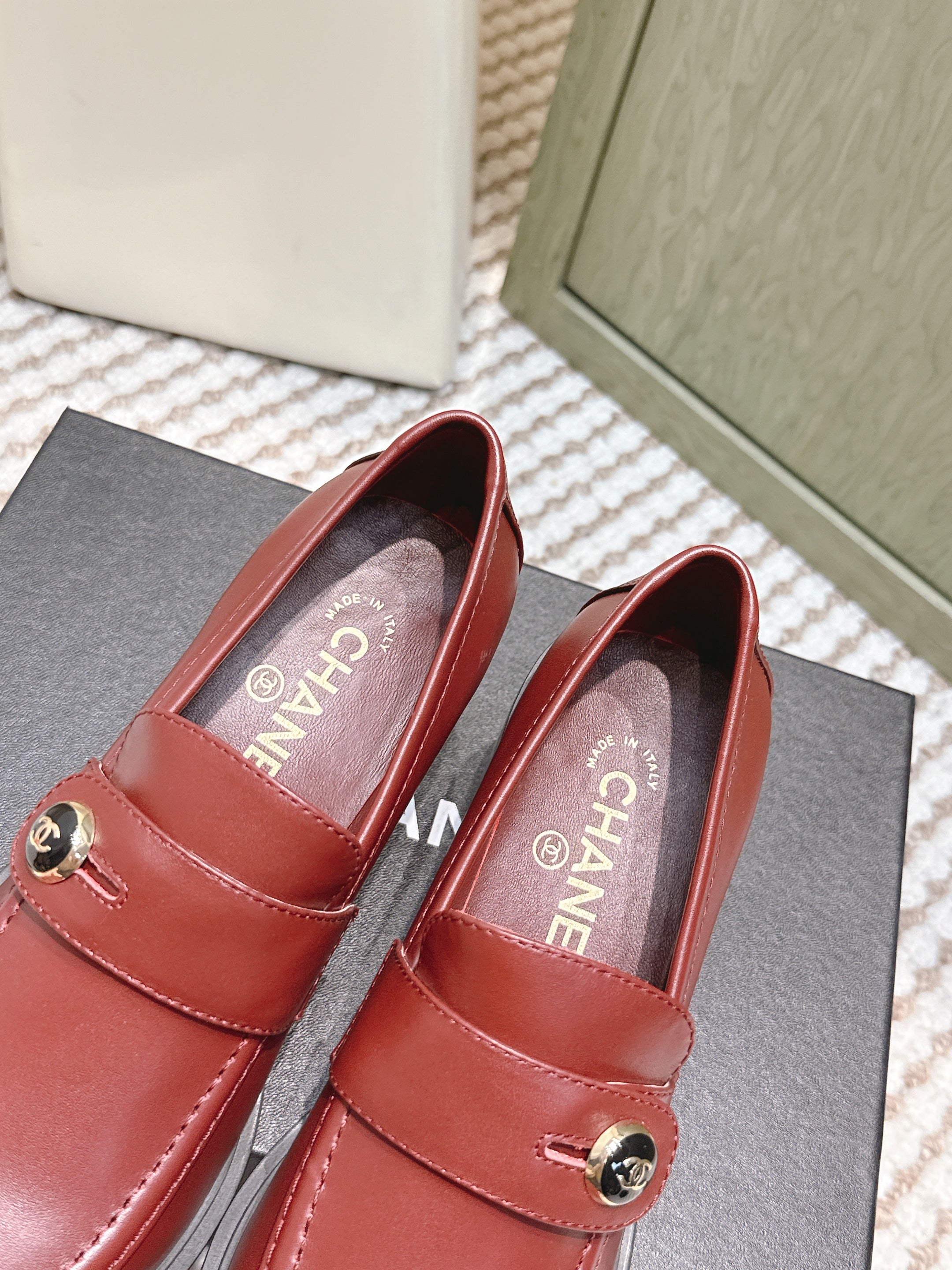 CC 26SS Loafers 6cm Burgundy Cowhide 653498