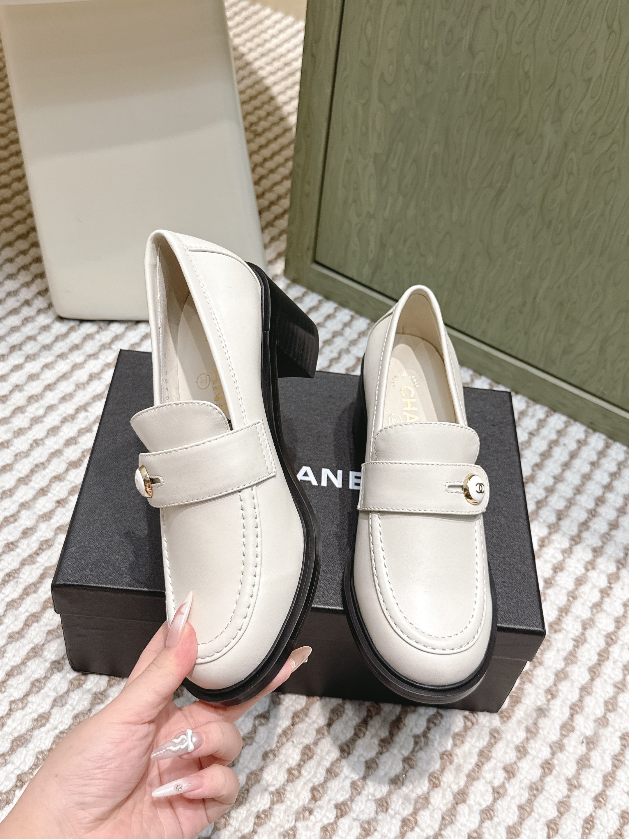 CC 26SS Loafers 6cm White Cowhide 653499