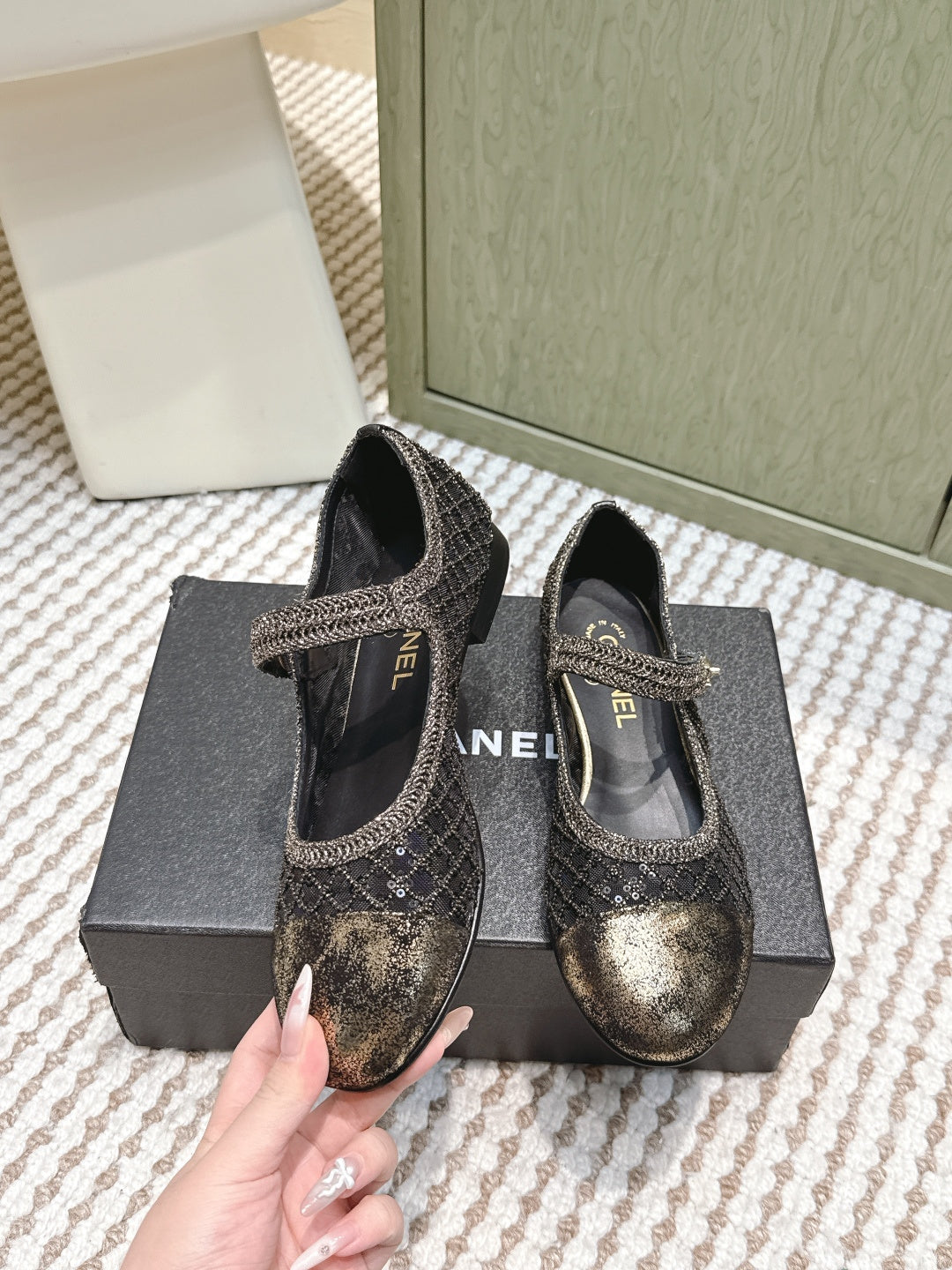 CC 25s AW Ballet Flat Black Sequin Woven 612351