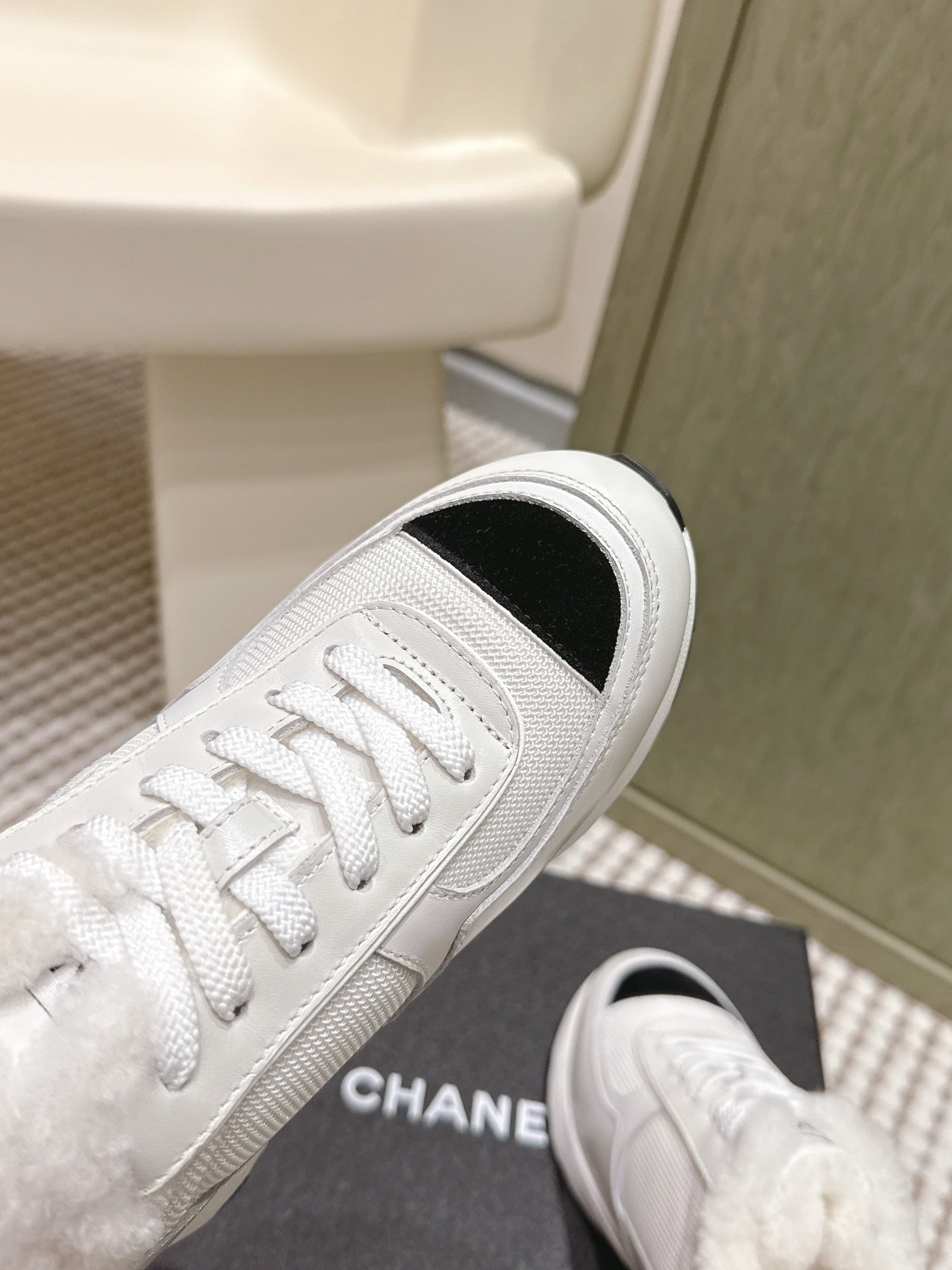 CC 26s Sneakers In White Synthetic Fabric And Calfskin Black Suede