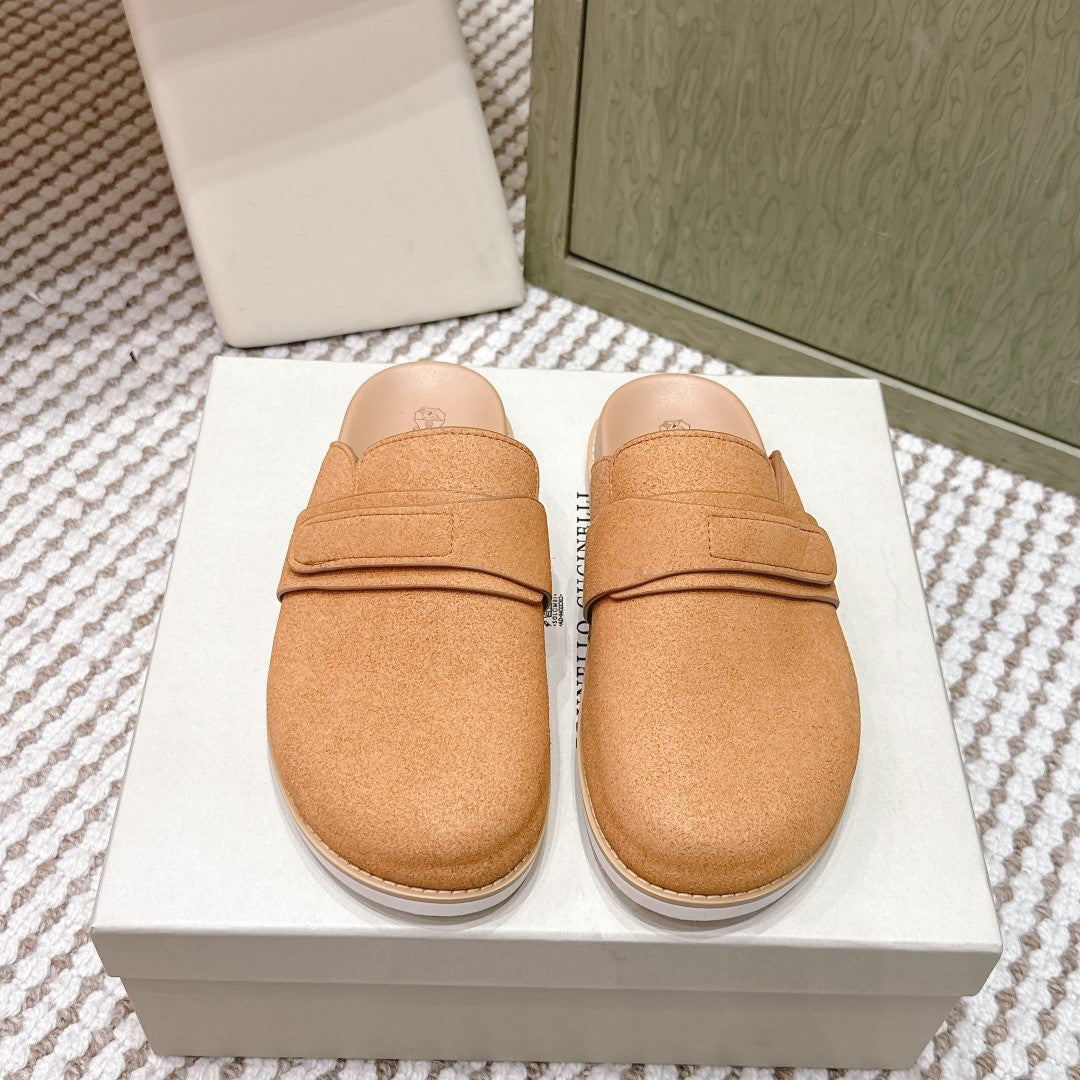 Brunello 26s Closed-Toe Men's Slippers Light Brown Suede 612234