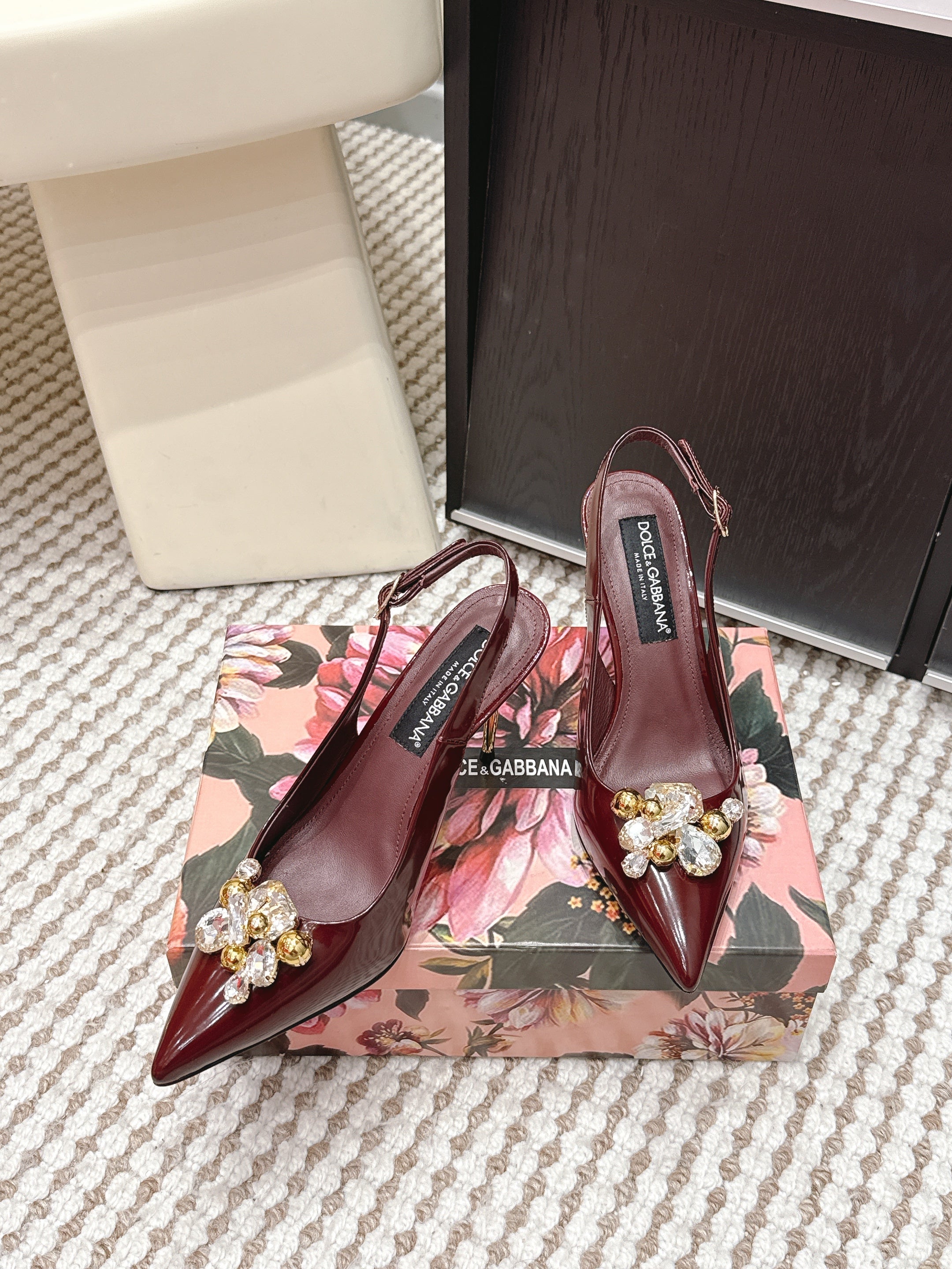 DG Rainbow Slingbacks Burgundy Patent Leather 663070