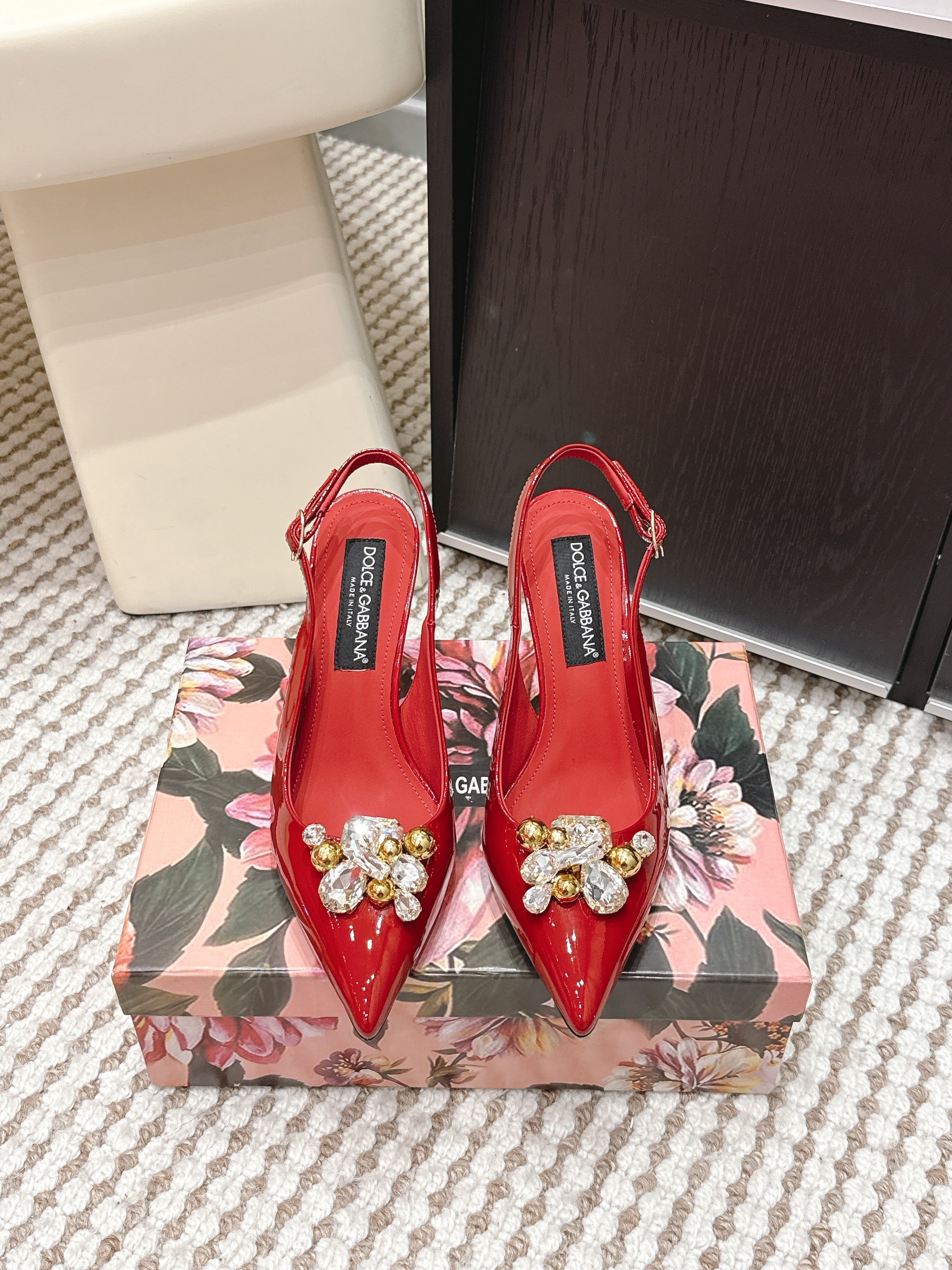 DG Rainbow Slingbacks Red Patent Leather 663072