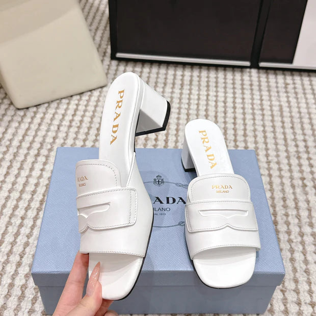 PRA 2026S High Heel Slippers 55 White Leather 658336