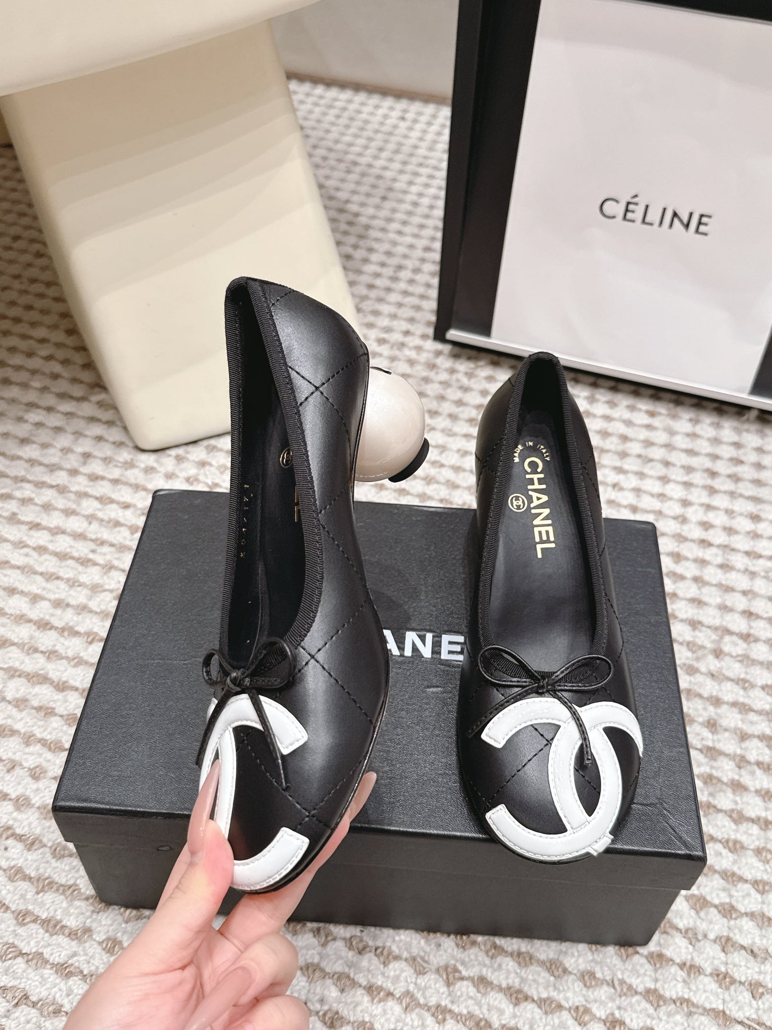 CC 26s Pearl High Heels 5.5cm Black Calfskin