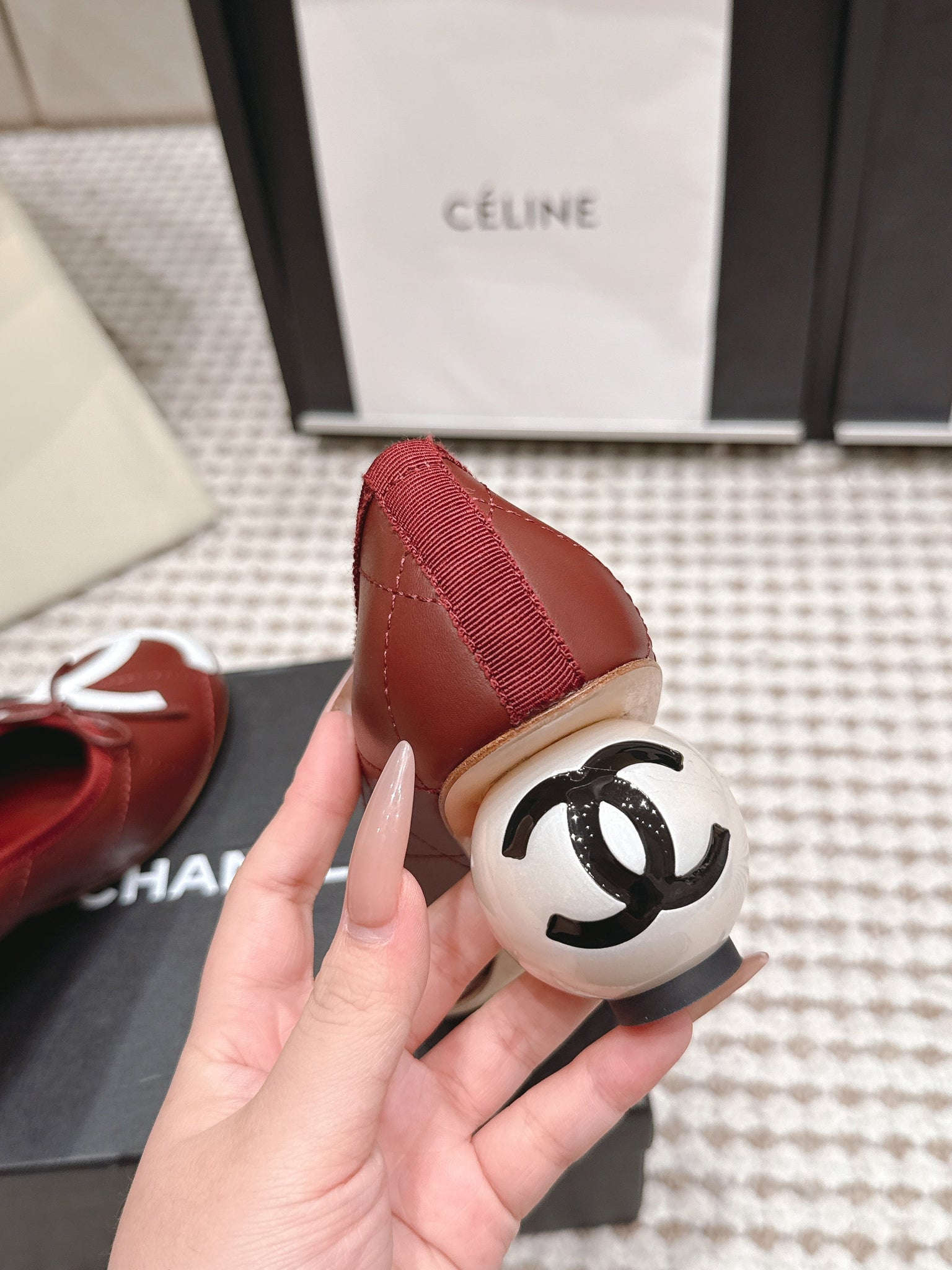 CC 26s Pearl High Heels 5.5cm Burgundy Calfskin