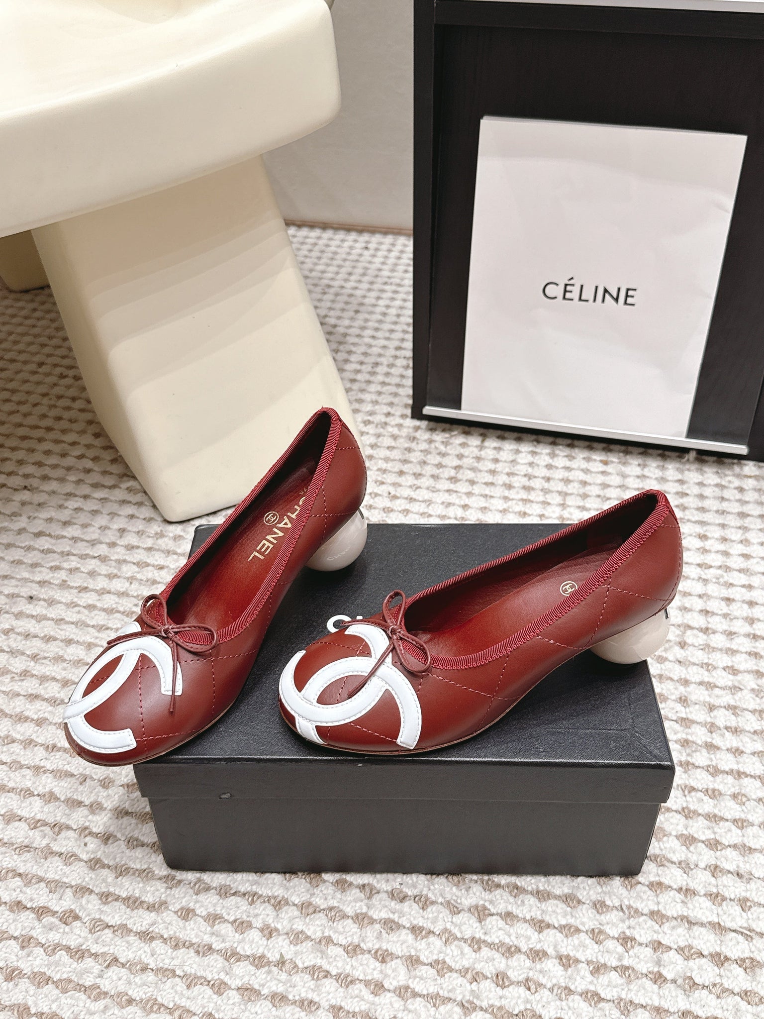 CC 26s Pearl High Heels 5.5cm Burgundy Calfskin