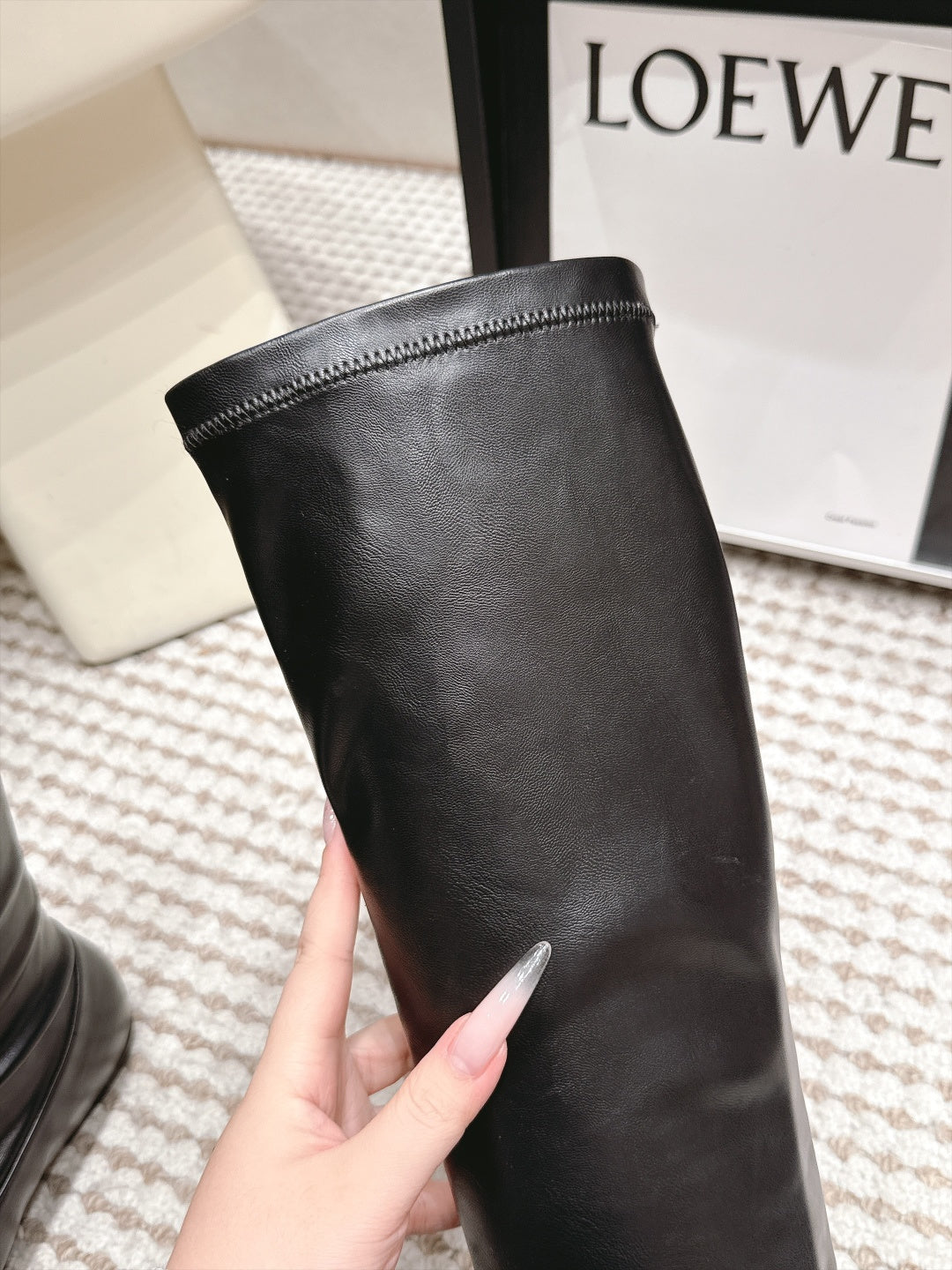 CC 26s Cambon Cap Toe Knee High Boots Black Leather 166360