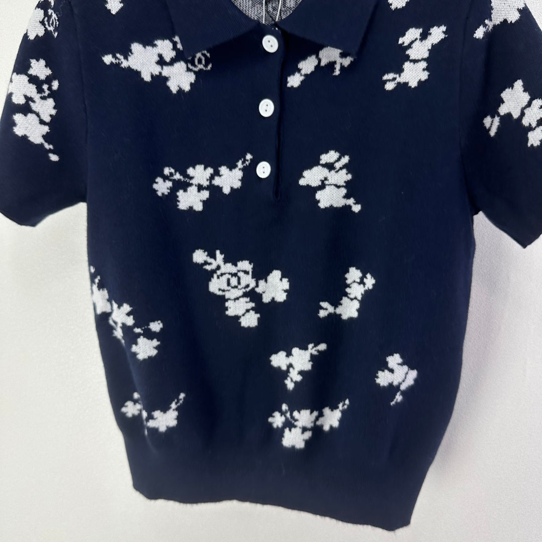 CC Polo Navy Blue & White Wool 346020
