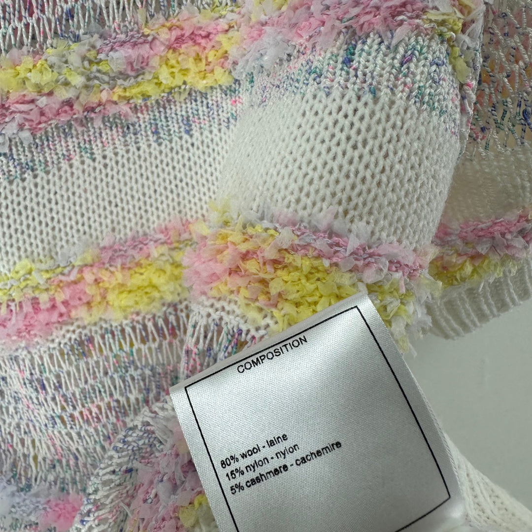 CC 26S Short-sleeve Knit Cream Multicolour Wool Nylon Cashmere 349002