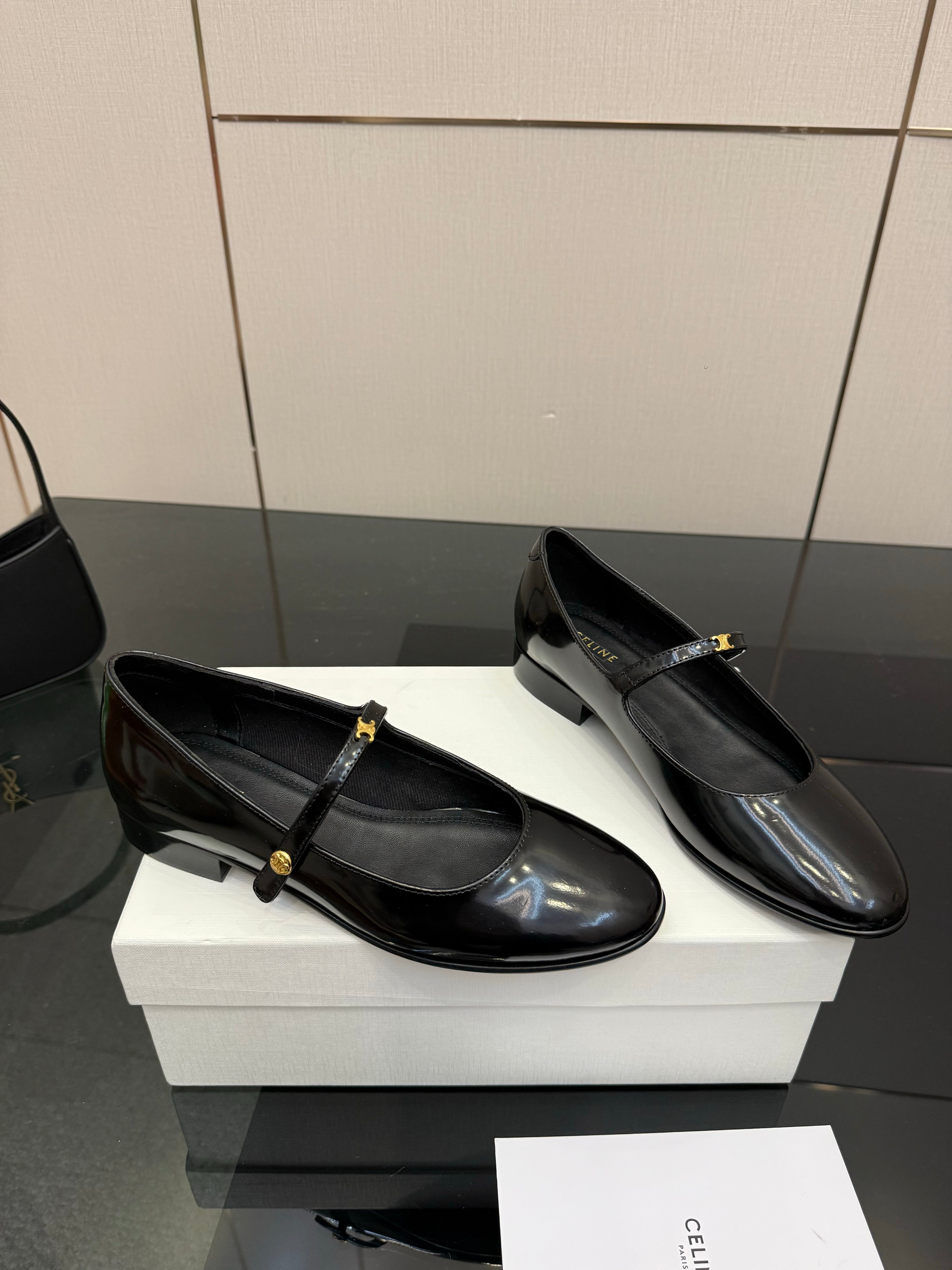 Celine City Mary-Jane Black Lambskin 725641