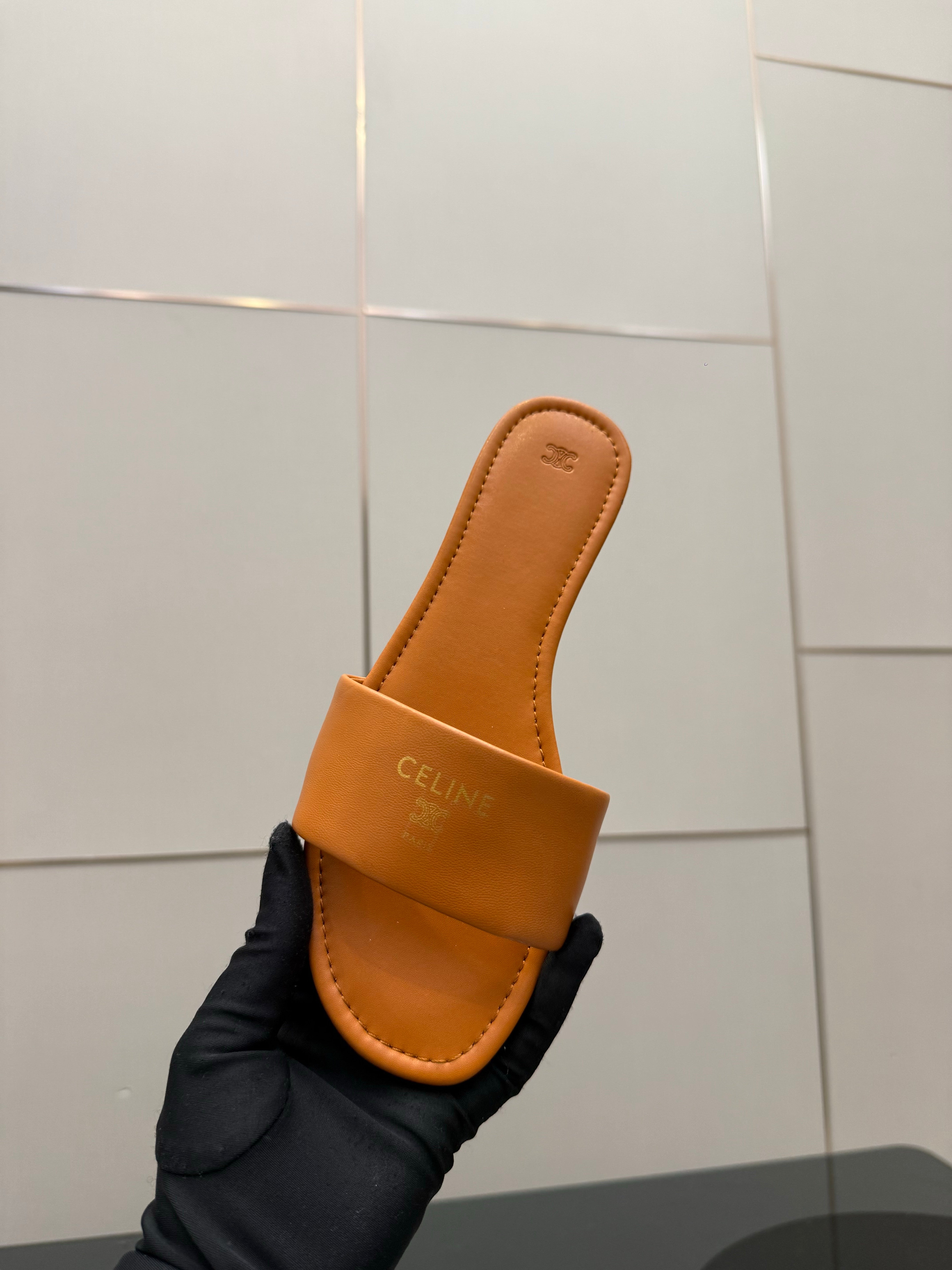 Celine Coast Mule Orange Calfskin 725654
