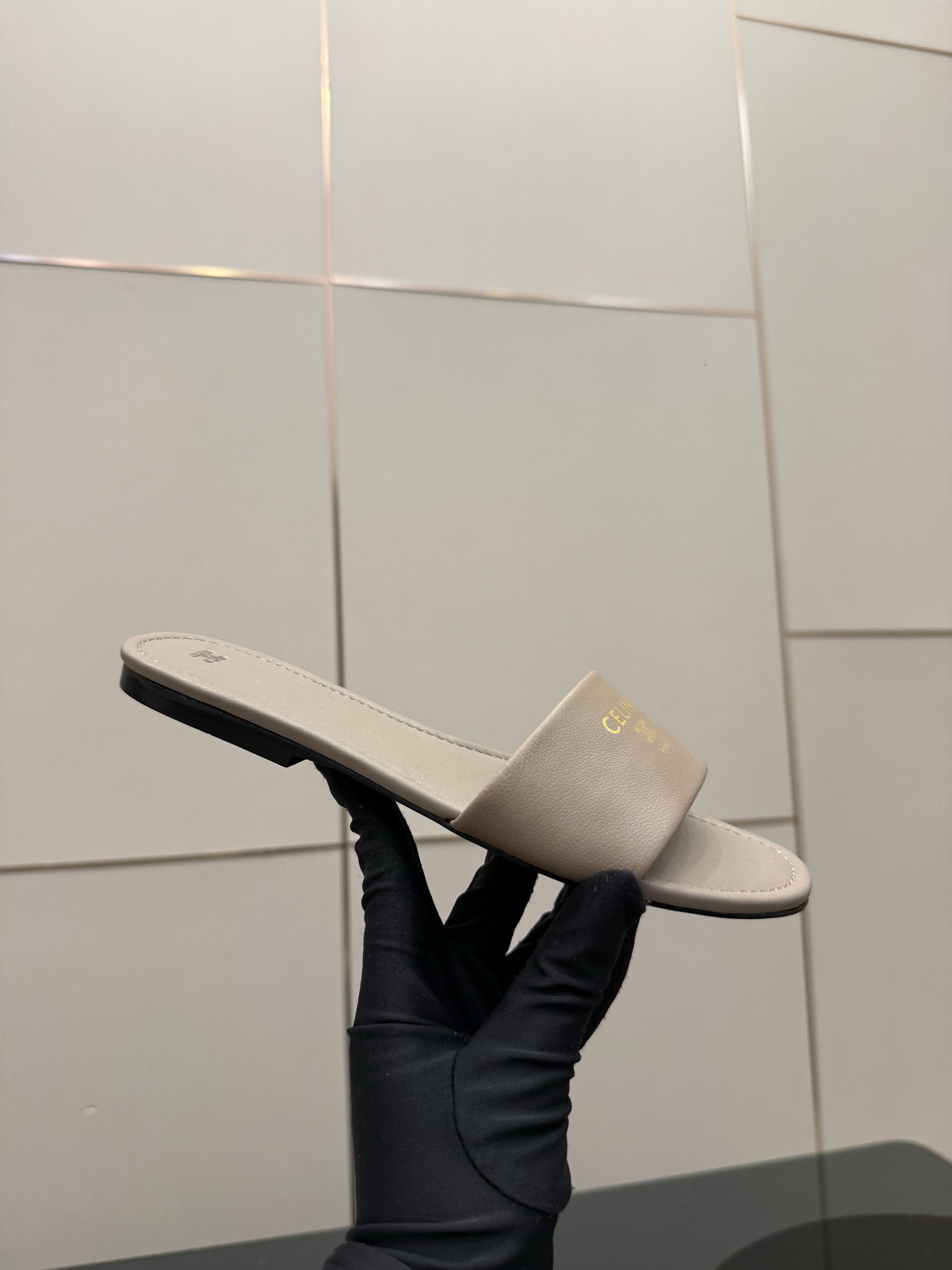 Celine Coast Mule Taupe Calfskin 725655