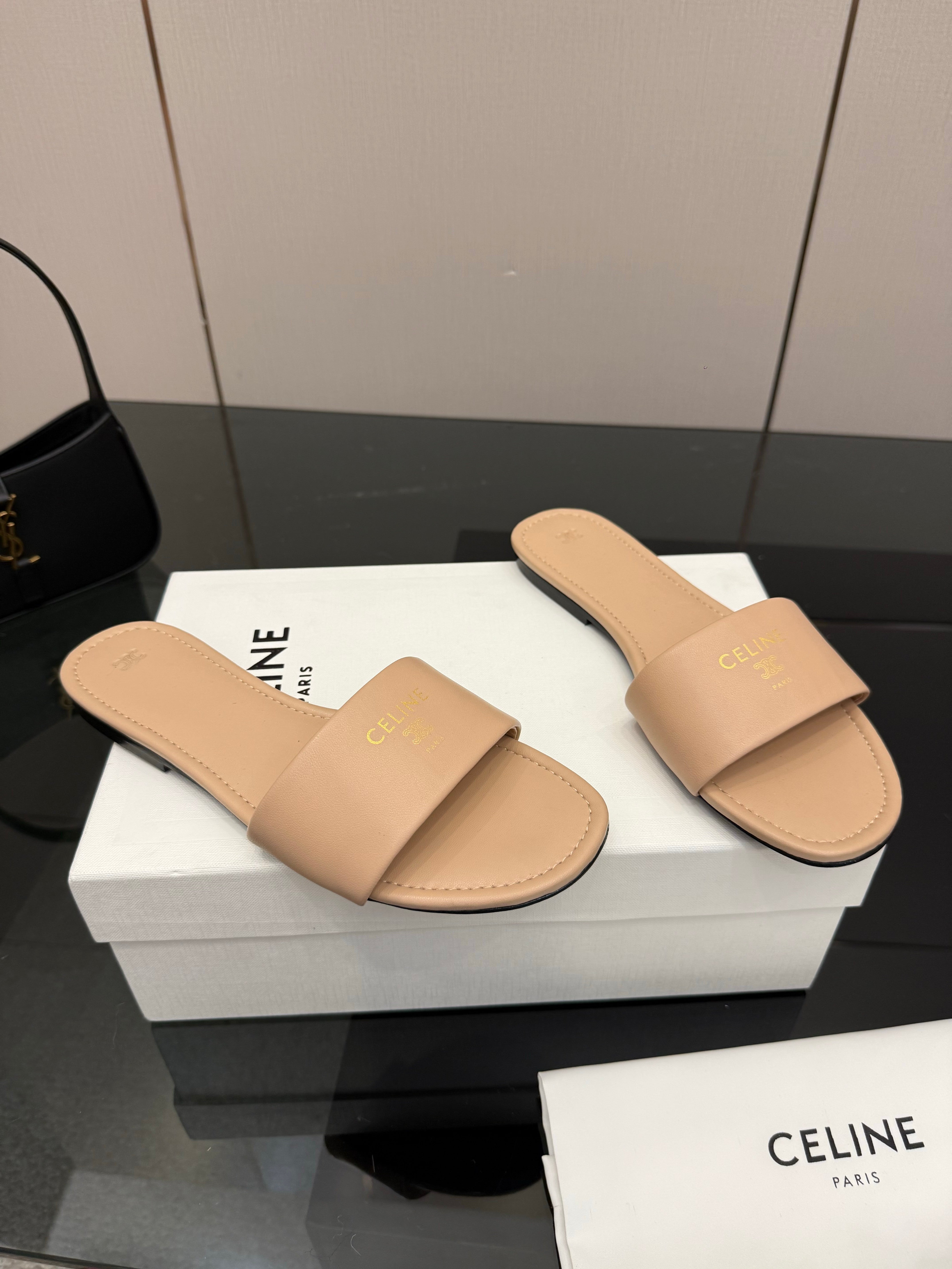 Celine Coast Mule Beige Calfskin 725656