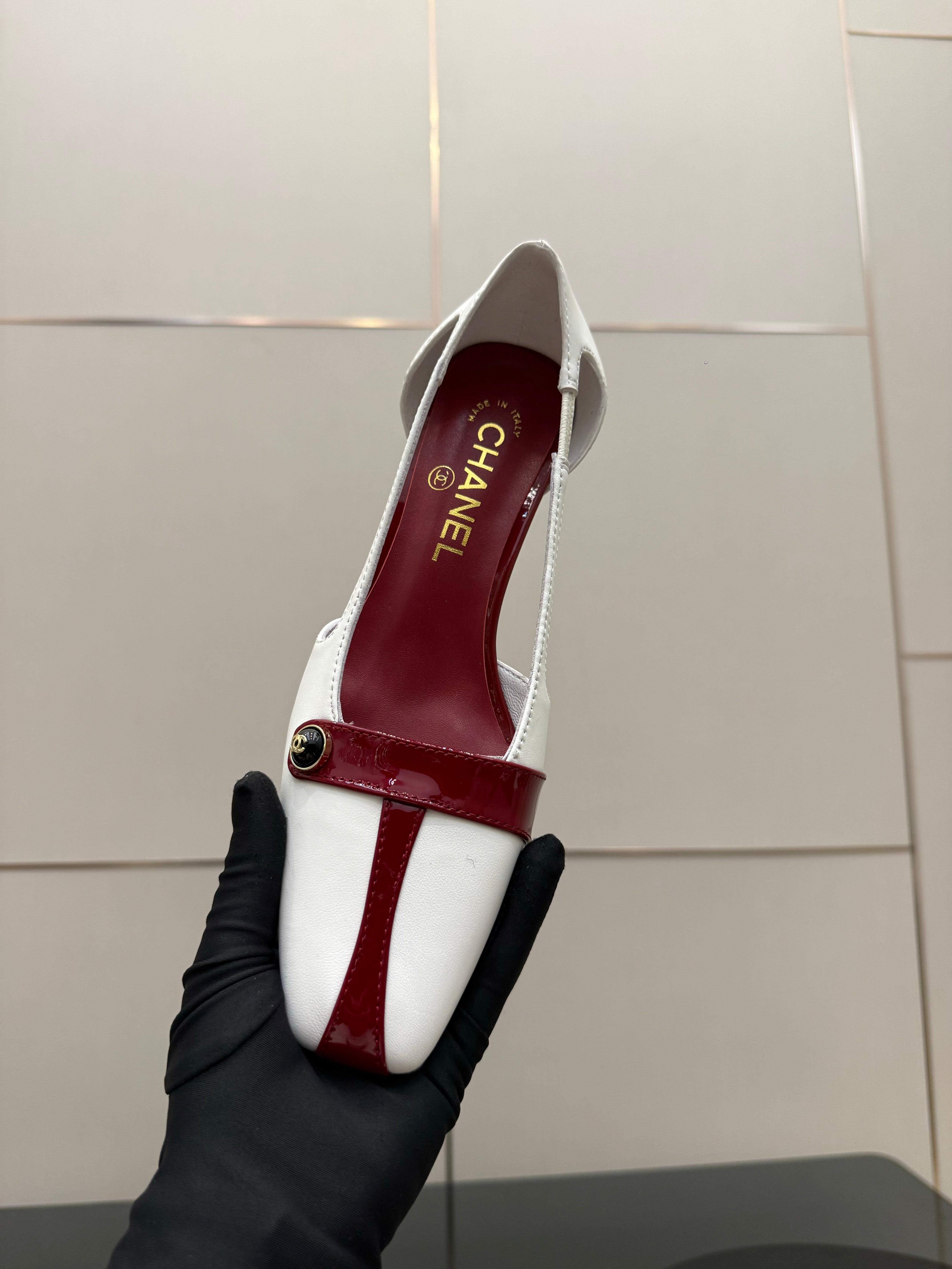 CC 26P Slingback 5cm White Red Patent Leather 791609